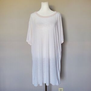 Free People Movement Boho Slouchy Sheer Short Sleeve Split Back Longline Top S